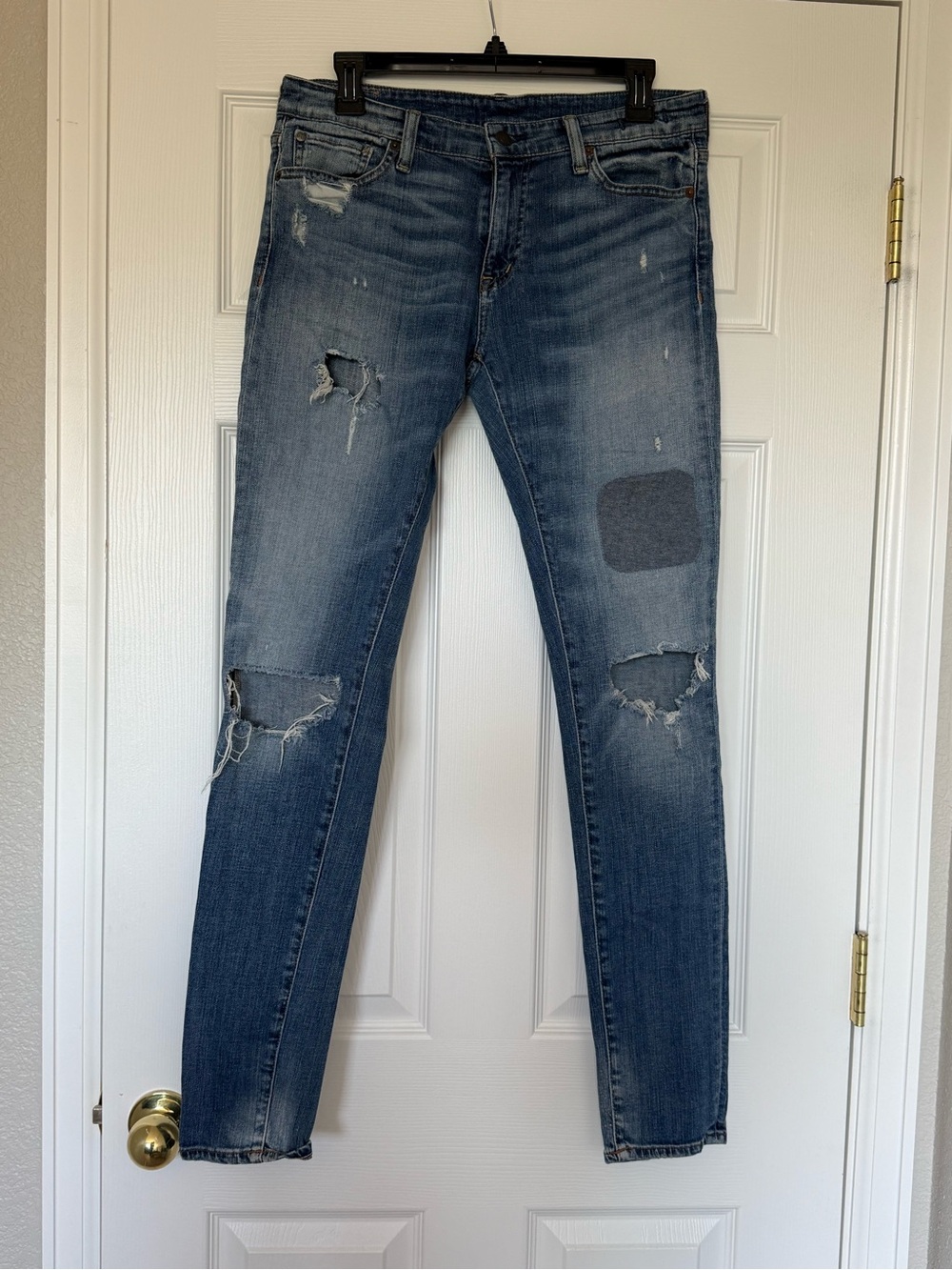 Ralph Lauren Denim & Supply Low Rise Slim Leg Distressed Jeans